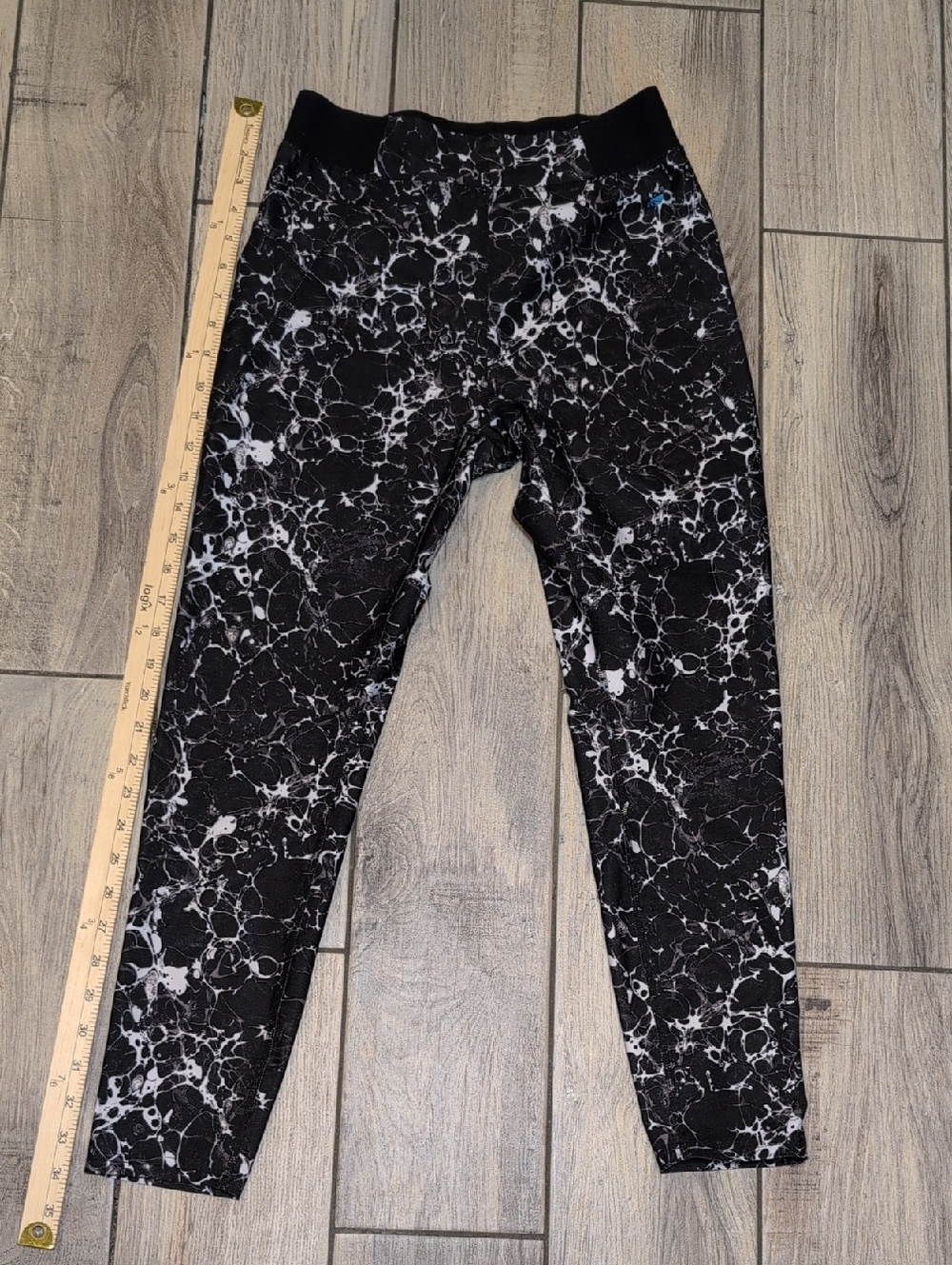 Women's Cycle House Workout Yoga Pilates Black Marble High-Waist Leggings